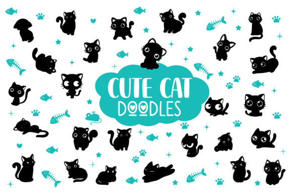 Cute Cat Doodles: A Playful Font for Whimsical Design Projects